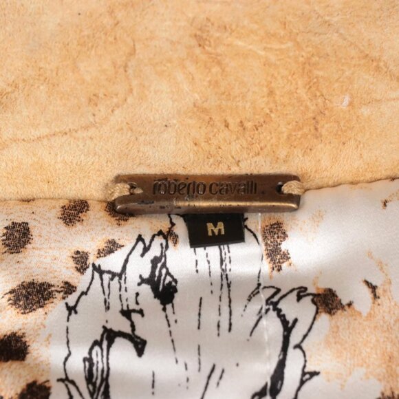 AUTH Roberto Cavalli Printed Silk Patchwork and Suede Leather Jacket NWT - Picture 6 of 8